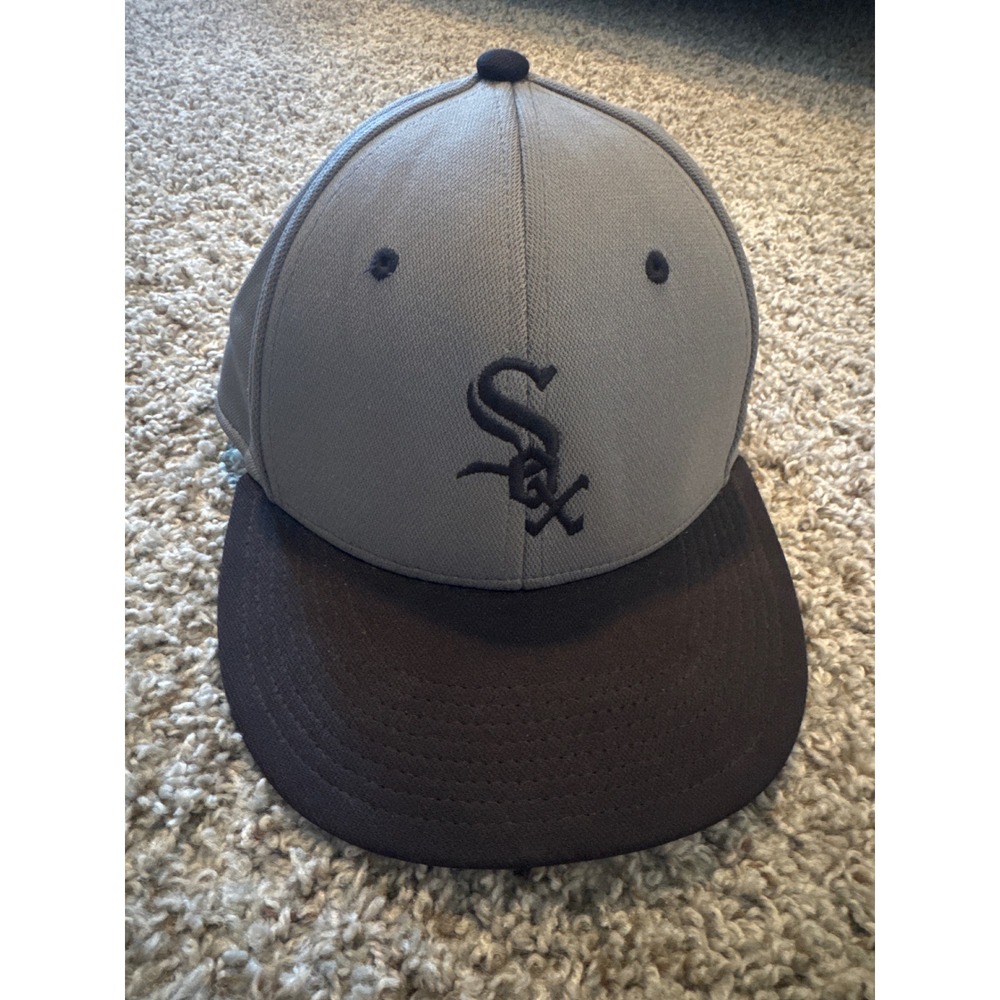 OC Sports Chicago White Sox Hat Grey Black ProFlex Eco3 Baseball Cap M/L 38